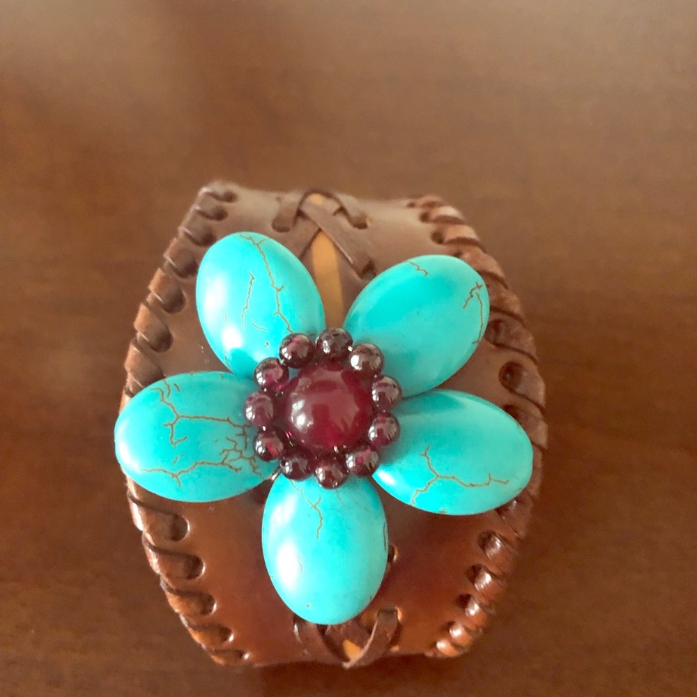 Leather and Turquoise Cuff Bracelet